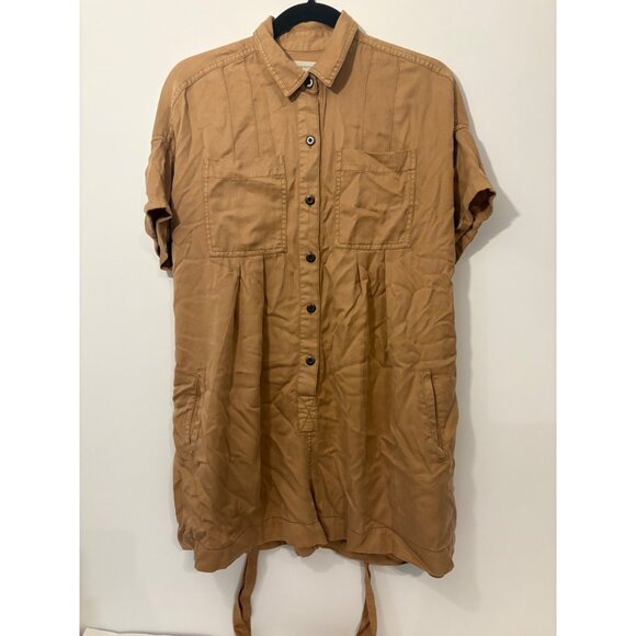 UO Button-Down Women’s S-P Tan Utility Dress W Belt Urban Outfitters - Picture 7 of 11